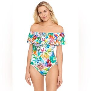 Ralph Lauren tropical Caribbean off the shoulder one piece size 6